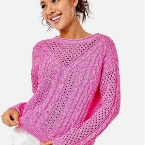 Lilly Pulitzer Maxcy Mix Knit Sweater Women's Size XS Plumeria Pink Pullover